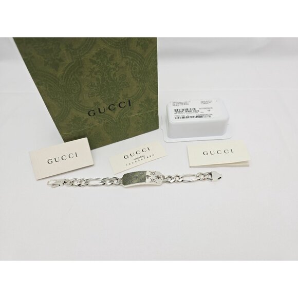Gucci Sterling Silver 925 Signature Bee Motif and GG Link ID Bracelet Size 6.75" - Picture 4 of 16